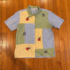 Vintage 90s patchwork embroidered shirt